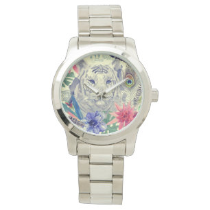 Vintages indisches Art-Tiger-Muster Armbanduhr