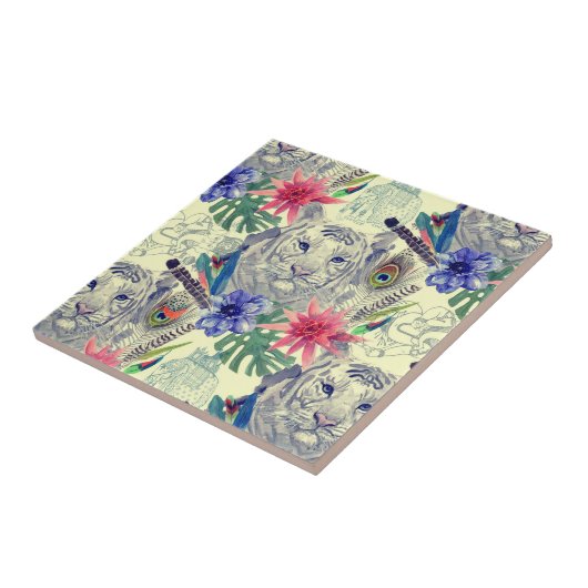 Vintages indisches Art-Tiger-Muster Fliese (Seite)