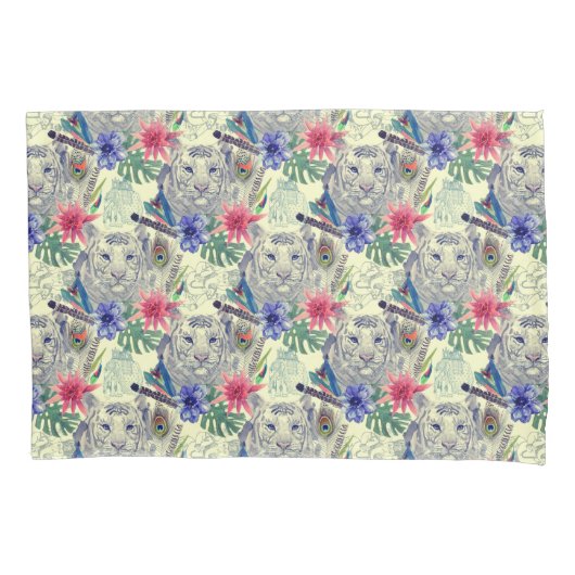 Vintages indisches Art-Tiger-Muster Kissenbezug (Vorderseite-Links)