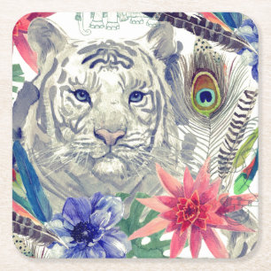 Vintages indisches Art-Tiger-Muster Rechteckiger Pappuntersetzer