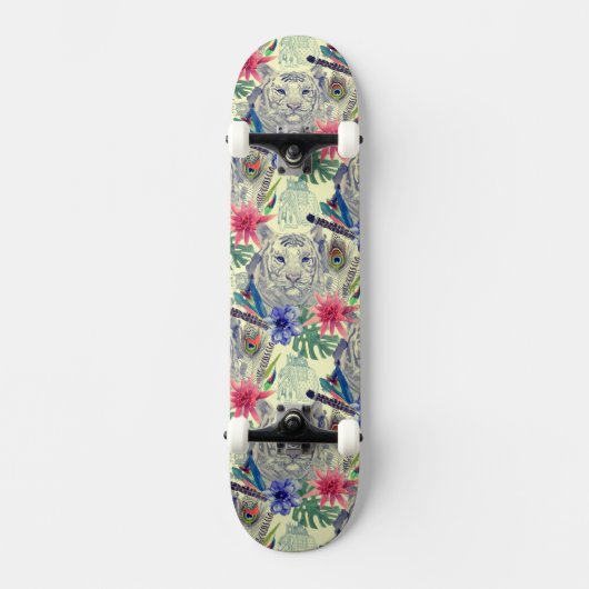 Vintages indisches Art-Tiger-Muster Skateboard (Vorderseite)