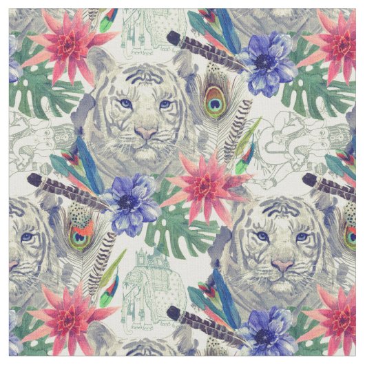 Vintages indisches Art-Tiger-Muster Stoff (Nahaufnahme)