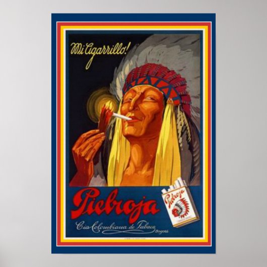 Vintages indisches Chefzigarette-Werbeplakat 13 x  Poster (Vorne)
