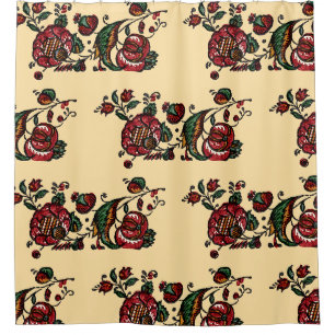 Vintages indisches Cotton Chintz Fabric Duschvorhang