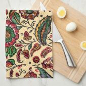 Vintages indisches Cotton Chintz Fabric Geschirrtuch (Viertel Falte)