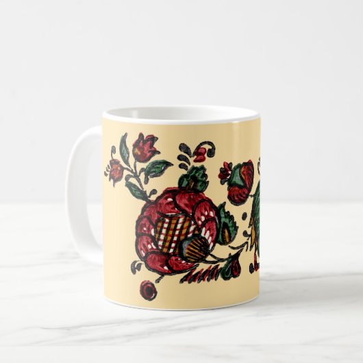 Vintages indisches Cotton Chintz Fabric Kaffeetasse (Vorderseite Links)