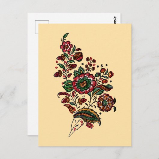 Vintages indisches Cotton Chintz Fabric Postkarte (Vorne/Hinten)