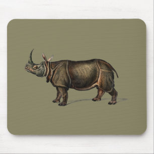 Vintages indisches Rhino Illustration-Geschenk Mousepad