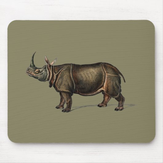 Vintages indisches Rhino Illustration-Geschenk Mousepad (Vorne)