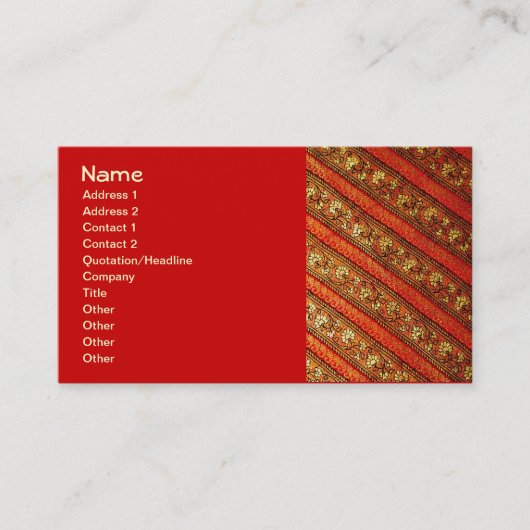 Vintages indisches Rot-Gold- und Seidenblumen-Must Visitenkarte (Vorderseite)