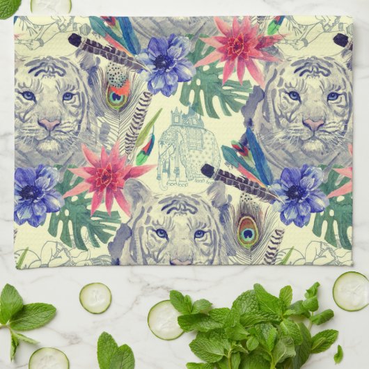 Vintages indisches Tigermuster Handtuch (Gefaltet)