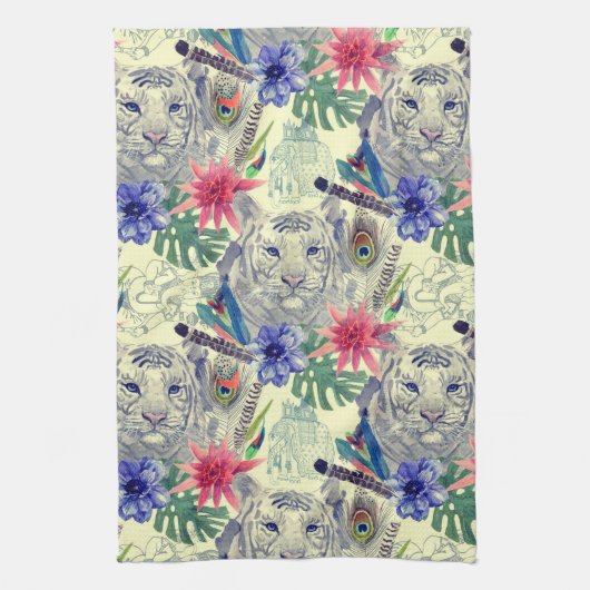 Vintages indisches Tigermuster Handtuch (Vertikal)