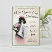 Vintages individualisierbares Neujahrsfest-Party Einladung (Stehend Vorderseite)