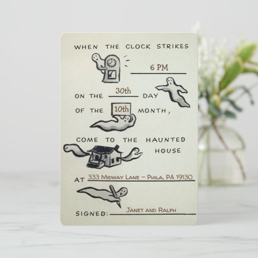 Vintages individuell anpassbares Halloween-Party Einladung (Stehend Vorderseite)