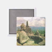 Vintages Indonesien, buddhistischer Tempel in Boro Magnet (Vorderseite/Rückseite)