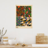 Vintages Insektenmuster im Jugendstil Poster (Küche)