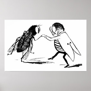 Vintages Insektentanzen; Bluebottle Fliege Poster