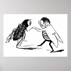Vintages Insektentanzen; Bluebottle Fliege Poster
