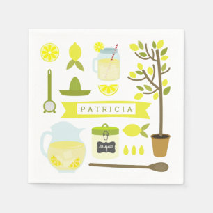 Vintages inspiriertes Limonade-Muster Serviette