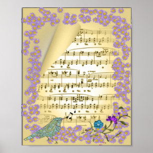 Vintages Inspiriertes Musikbird-Blues-Poster druck Poster