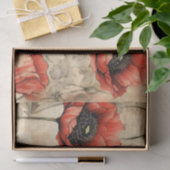 Vintages Inspiriertes Red Poppies Tissue Paper Seidenpapier (Geschenk)