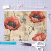 Vintages Inspiriertes Red Poppies Tissue Paper Seidenpapier (Handwerk)