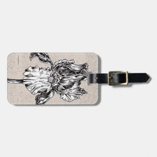 Vintages Iris-Zeichnen Gepäckanhänger (Vorderseite horizontal)