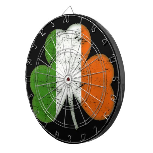 Vintages irisches Flaggen-Kleeblatt Dartscheibe (Vorderseite rechts)