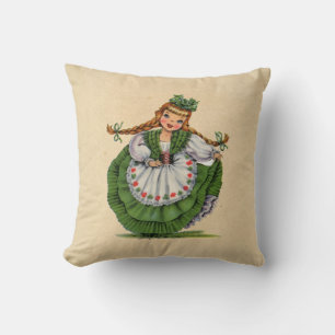 Vintages irisches Girl Traditionelles Kleid Kissen