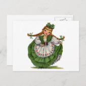 Vintages irisches Girl Traditionelles Kleid Postkarte (Vorne/Hinten)