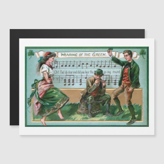 Vintages irisches Paar mit Musik Magnetkarte (Vorne/Hinten)