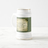 Vintages irisches Segen und Kleeblätter Bierglas (Vorderseite Links)