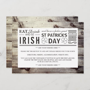 Vintages Irisches Wood St Patrick's Day Detail Einladung