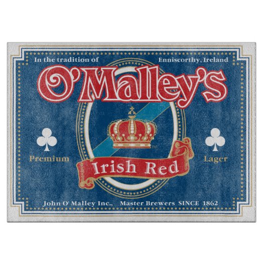 Vintages Irish Bee Label Glass Cutting Board Schneidebrett (Vorderseite)