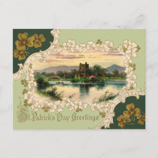 Vintages Irish Castle St. Patrick's Day Postkarte