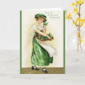 Vintages Irish Kleeblatt St. Patrick's Day Card Karte (Gelbe Blume)