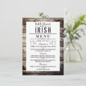 Vintages Irish Wood St Patrick's Day Menu Einladung (Stehend Vorderseite)