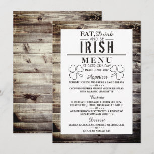 Vintages Irish Wood St Patrick's Day Menu Einladung