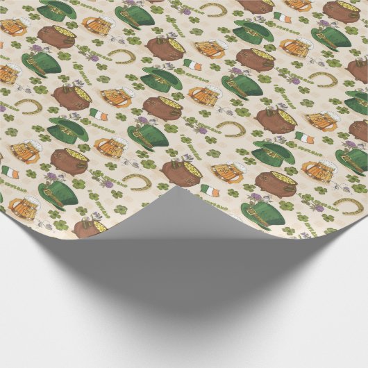 Vintages Irland-Ikonen-Muster Geschenkpapier (Ecke)