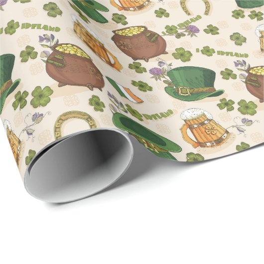 Vintages Irland-Ikonen-Muster Geschenkpapier (Rolleneckpunkt)