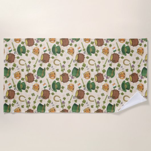 Vintages Irland-Ikonen-Muster Strandtuch (Vorderseite)