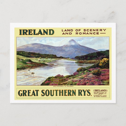Vintages Irland Land der Landschaft und Romantik Postkarte (Vorderseite)