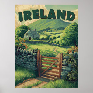 Vintages Irland Landschaft Poster