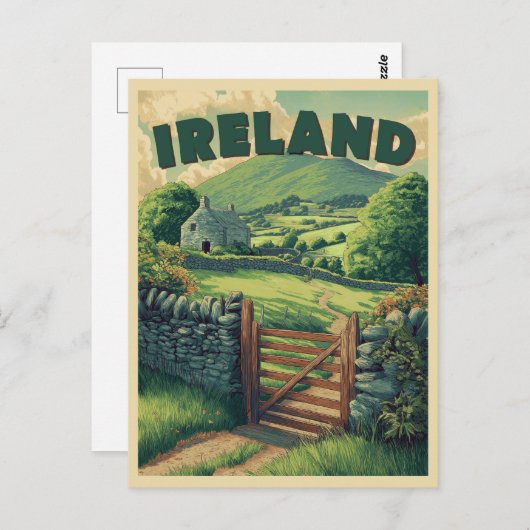 Vintages Irland Landschaft Postkarte (Vorne/Hinten)