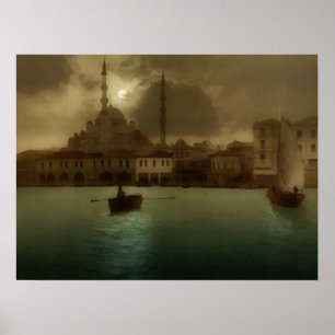 Vintages Istanbul im Mondlicht Poster