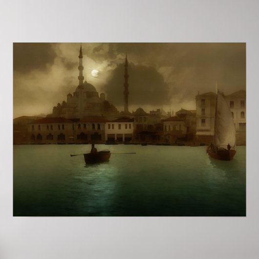 Vintages Istanbul im Mondlicht Poster (Vorne)