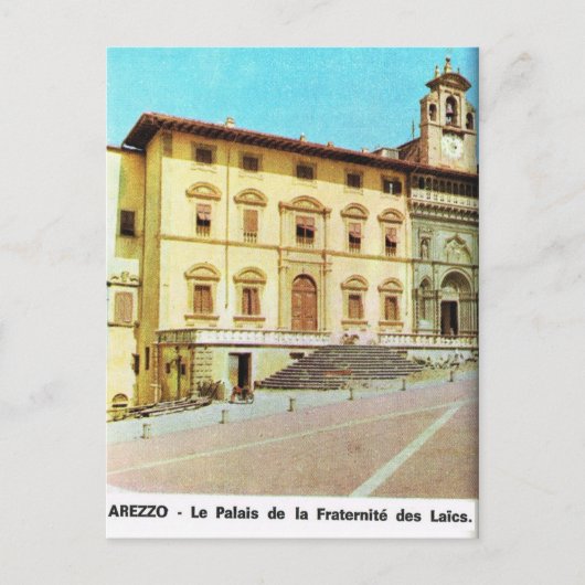 Vintages Italien, Arezzo, Brüderschaftspalast Postkarte (Vorderseite)