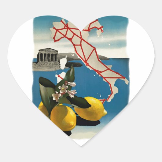 Vintages Italien Herz-Aufkleber (Vorderseite)