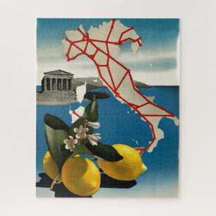 Vintages Italien Reiseplan & Limons Puzzle