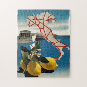 Vintages Italien Reiseroute Illustration Art Puzzle